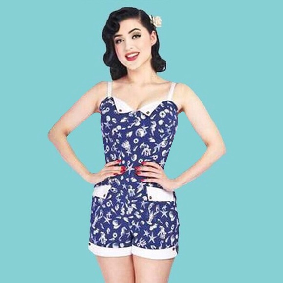 Collectif Pants - 🌺Collectif Vintage Sea Shell Playsuit Romper